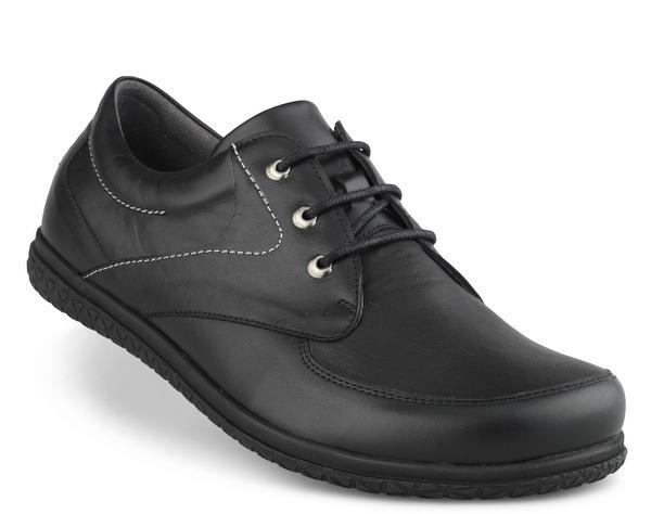 1-n10402-ps-bla-fl-1 Herre sko Sort m/snøre New Feet - Billede 1