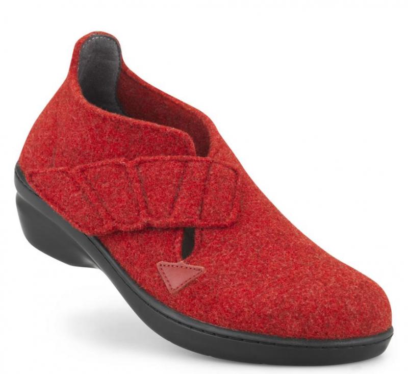 1-n10490-w-red-fl New Feet Hjemmesko Rød Filt - Billede 1
