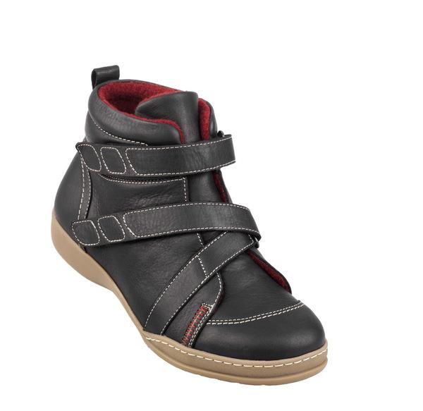 1-n8213-o-bla-fl-1 Dame støvle Sort m/rem New Feet - Billede 1