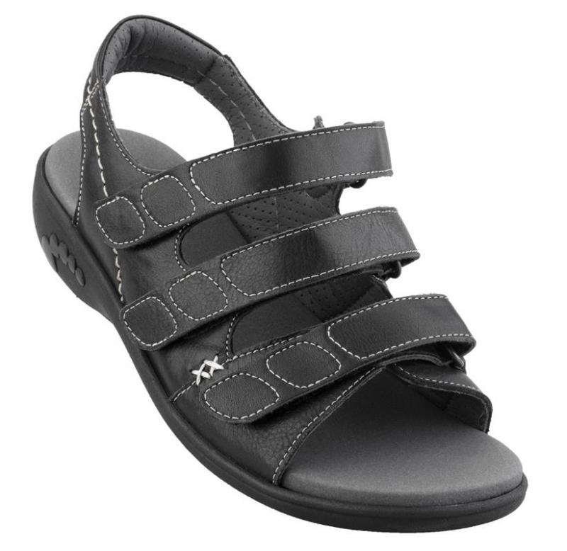1-nf7105-sort New Feet Sandal Sort m/3 remme - Billede 1