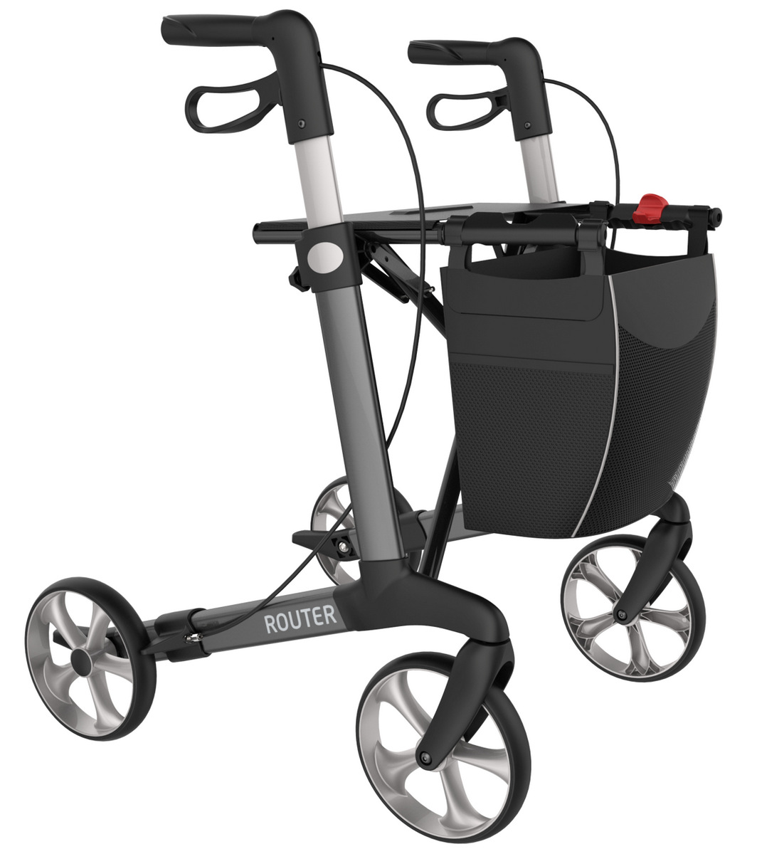 1-router_sober_grey_-_front_right_view_custom_copy Rollator Router Koksgrå Aluminium - Billede 1