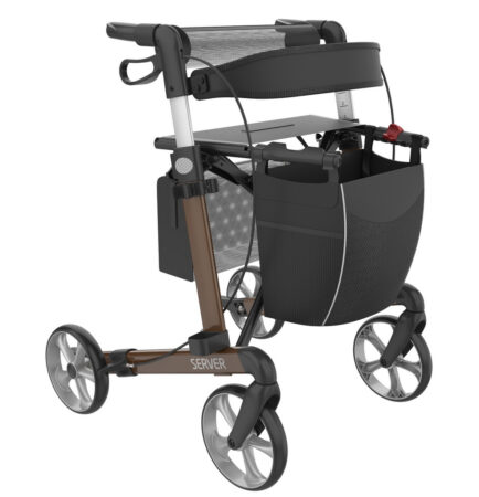 Rollator Server Brun med tilbehør