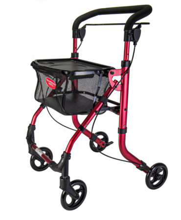 Rollator indendørs Rød med bakke/kurv