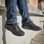 New Feet Sort Herresnøresko Med stretchlæder - Billede 6