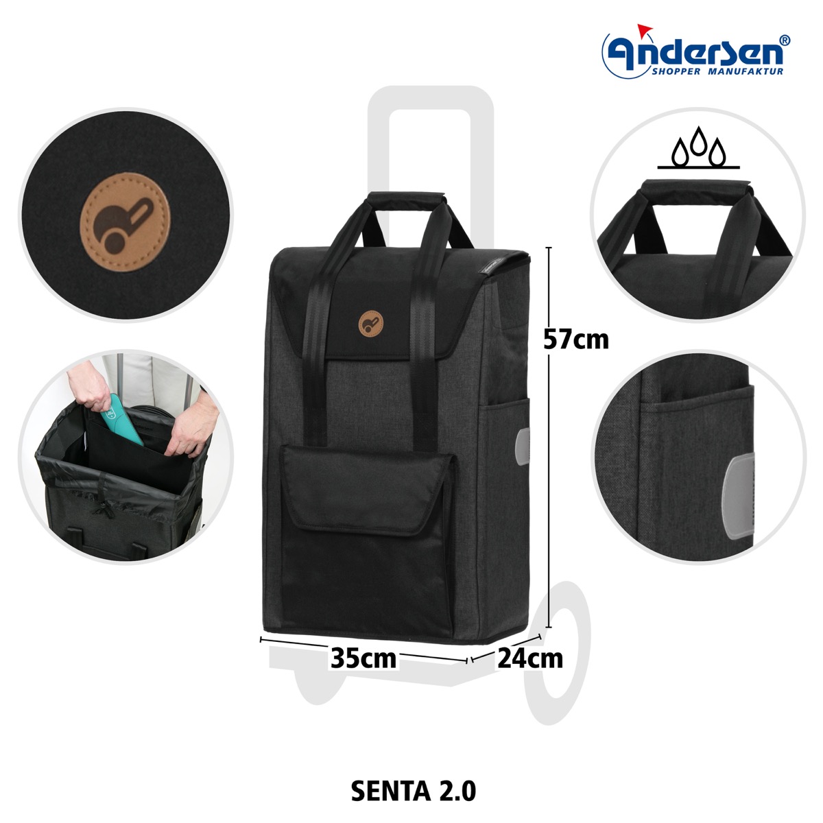 Andersen Quattro Shopper Senta Black 2.0 - Billede 4