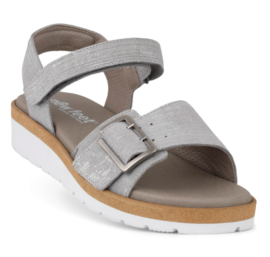 191-52-2155_b New Feet Sølv Sandal med Metallook - Billede 1