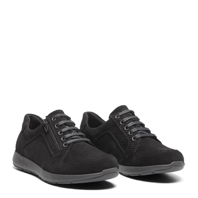 192-23-1710-b New Feet Sko Sort Ruskind Med Stretch - Billede 1