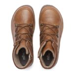 New Feet Brun Snørestøvle Glat Læder og Ruskind - Billede 3