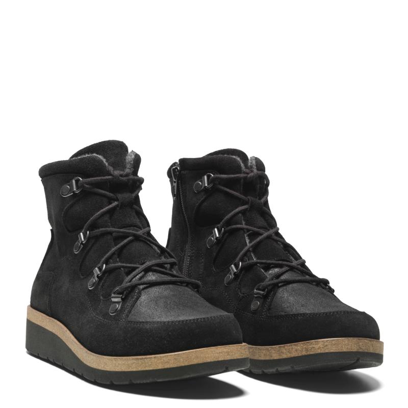 192-82-1810-b New Feet Sort Snørestøvle Ruskind og Stretch - Billede 1