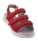 New Feet Rød Sandal m. 3 Velcroremme