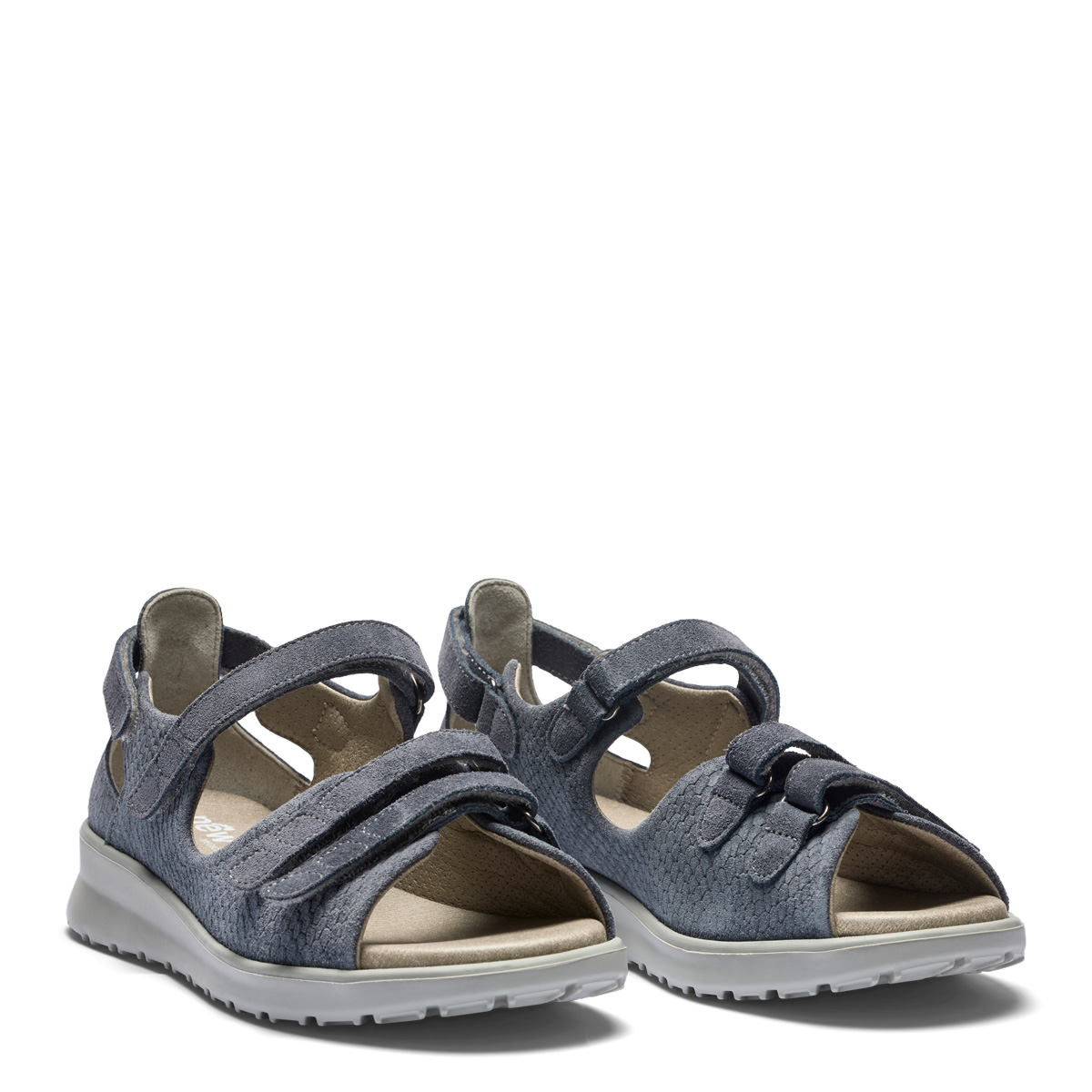 201-36-1942-b New Feet Damesandal med hælkappe Gråblå - Billede 1