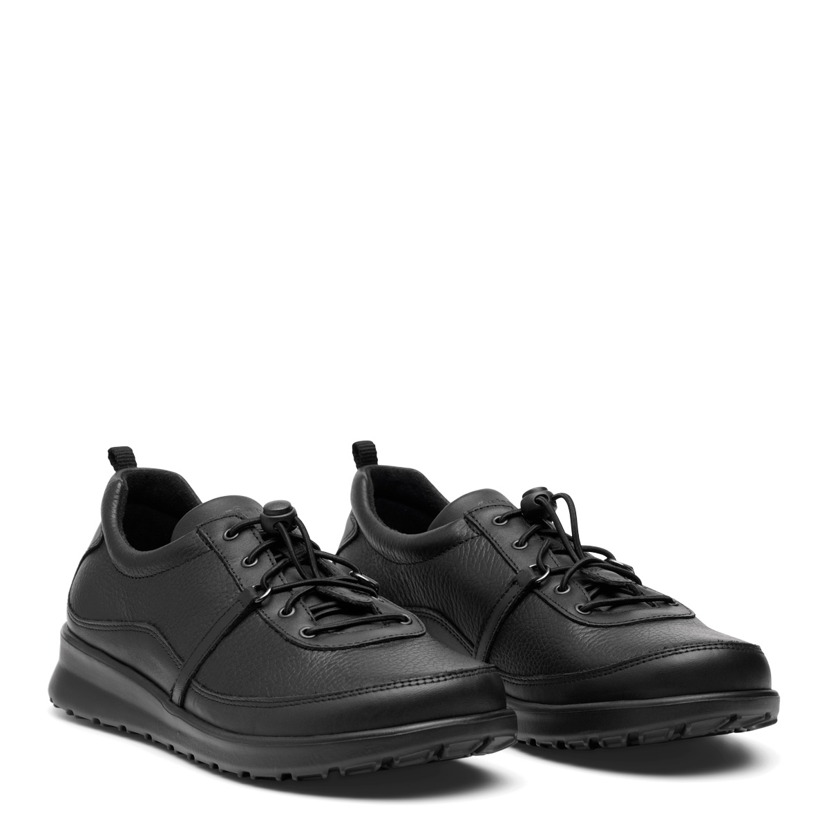 202-16-110-b New Feet Sort Sko Glat Læder - Billede 1