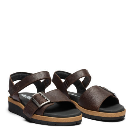 New Feet Brun Sandal Med Glat Læder