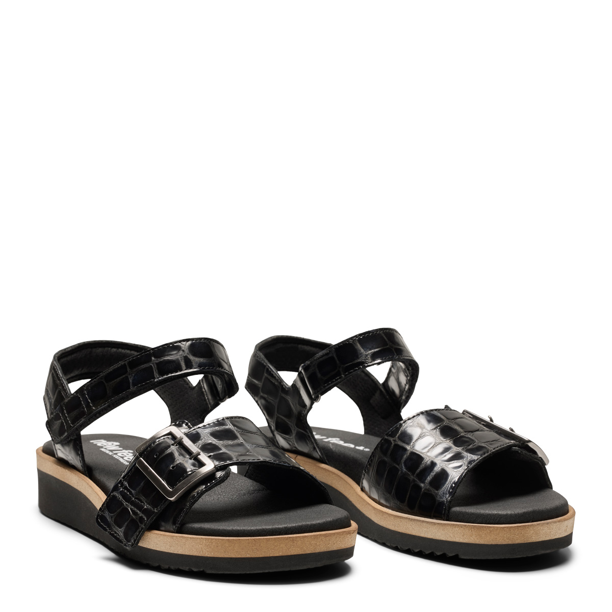 211-13-1910-b New Feet Sort Sandal I Kalveskind - Billede 1