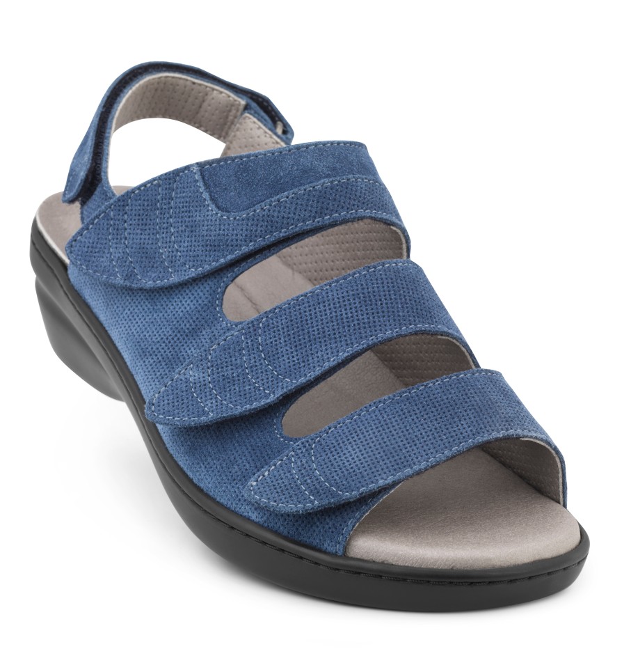 211-17-1940-b New Feet Grå Blå Sandal m. Velcroremme - Billede 1