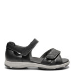New Feet Sort Læder Sandal Med hælkappe - Billede 2