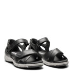 New Feet Sort Læder Sandal Med hælkappe