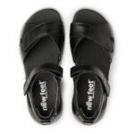 New Feet Sort Læder Sandal Med hælkappe - Billede 3