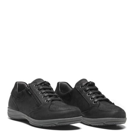 New Feet Sort Nubuck Sko m/ lynlås