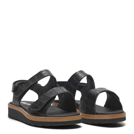 New Feet Sandal Sort Kalveskind Med Præg