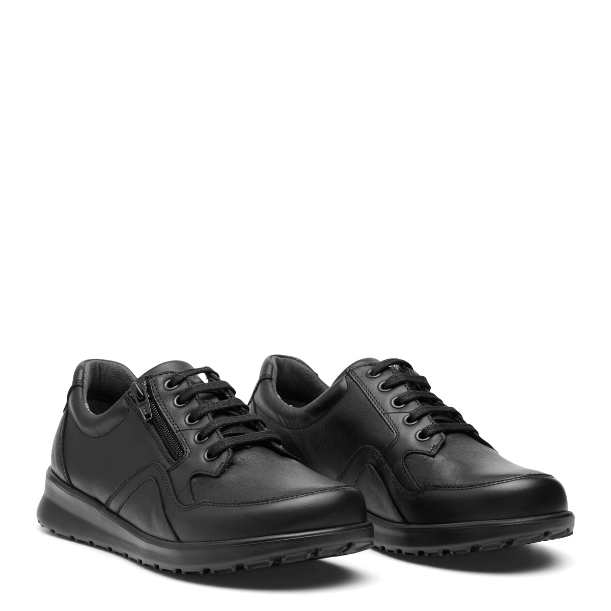 231-14-210-b New Feet Sort Sko Glat Læder Og Stretch - Billede 1