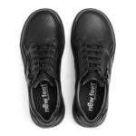 New Feet Sort Sko Glat Læder Og Stretch - Billede 3