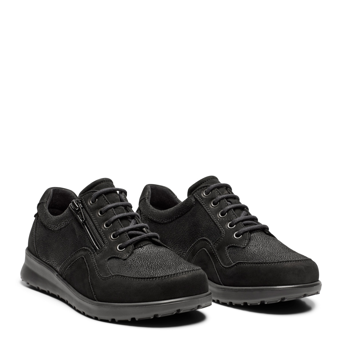 231-15-1010-b New Feet Sort Sko Med Textil Stretch - Billede 1
