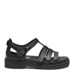 New Feet Sort Sandal Glat Læder Med Hælkappe - Billede 2