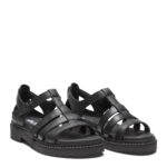 New Feet Sort Sandal Glat Læder Med Hælkappe