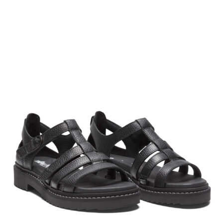 New Feet Sort Sandal Glat Læder Med Hælkappe