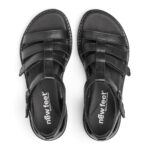 New Feet Sort Sandal Glat Læder Med Hælkappe - Billede 3