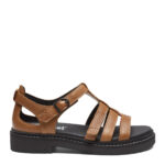 New Feet Cognac Sandal Glat Læder Med Hælkappe - Billede 2