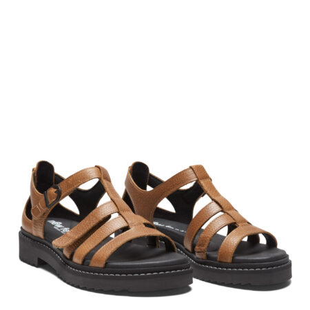 New Feet Cognac Sandal Glat Læder Med Hælkappe
