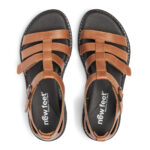 New Feet Cognac Sandal Glat Læder Med Hælkappe - Billede 3