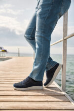 New Feet Herresko Blå Mesh/Læder - Billede 4