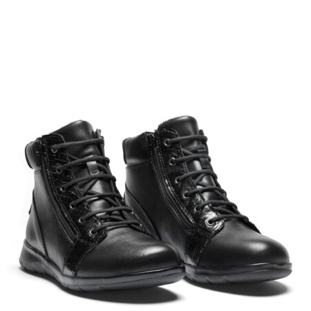 New Feet Sort Støvle Glat Læder Lynlås