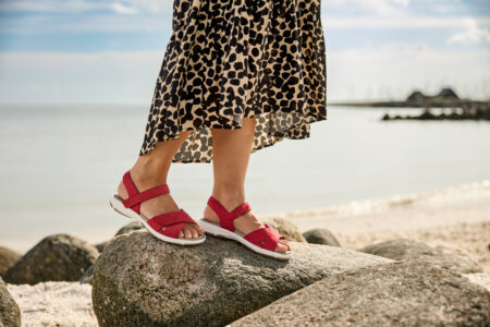 New Feet Rød Sandal Nubuck Læder