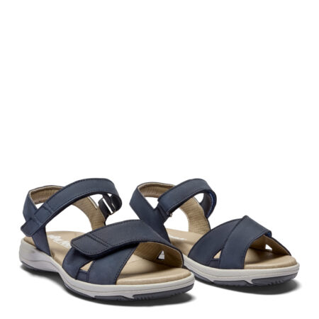 New Feet Blå Sandal Nubuck Læder Og 2 Velcroremme