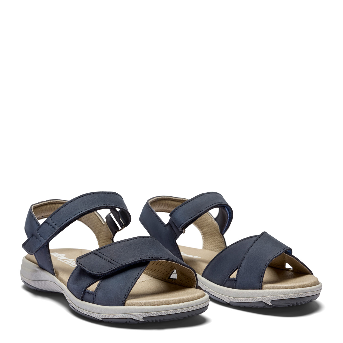 251-18-1540-b New Feet Blå Sandal Nubuck Læder Og 2 Velcroremme - Billede 1