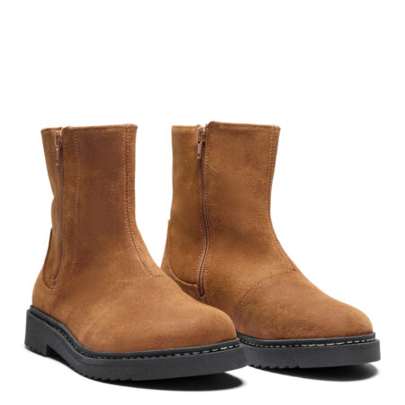 New Feet Cognac Støvle Med 2 lynlåse