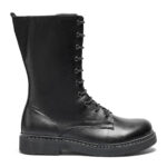 New Feet Sort Støvle Med lynlås Og Snørrebånd - Billede 2
