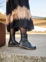 New Feet Sort Støvle Med lynlås Og Glat  Læder - Billede 6