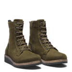 New Feet Grøn Støvle Med lynlås Og Glat Læder