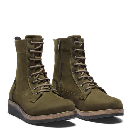 New Feet Grøn Støvle Med lynlås Og Glat Læder