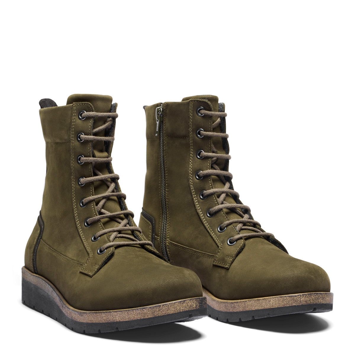 252-14-1560-b New Feet Grøn Støvle Med lynlås Og Glat Læder - Billede 1