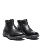 New Feet Sort Læder Støvle Med 2 Lynlåse - Billede 2