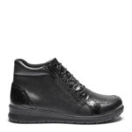 New Feet Sort Læder Støvle Med Strech - Billede 3