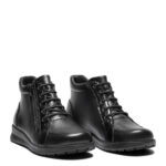 New Feet Sort Læder Støvle Med Strech - Billede 2