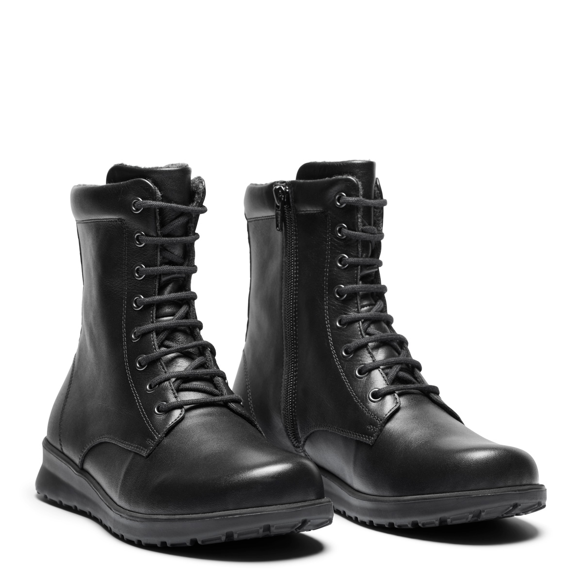 252-34-110-b New Feet Sort Glat Læder Støvle - Billede 1