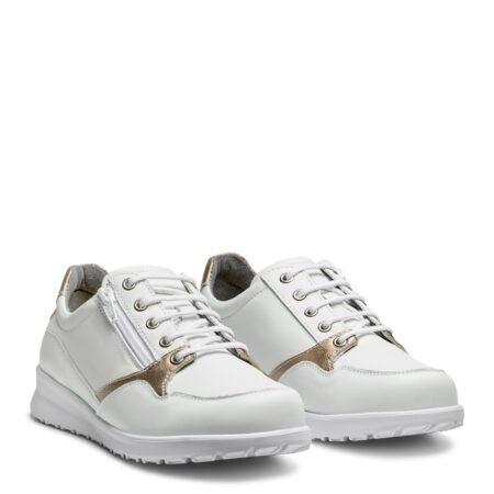 New Feet Damesko Med Snøre og Lynlås Hvid Læder